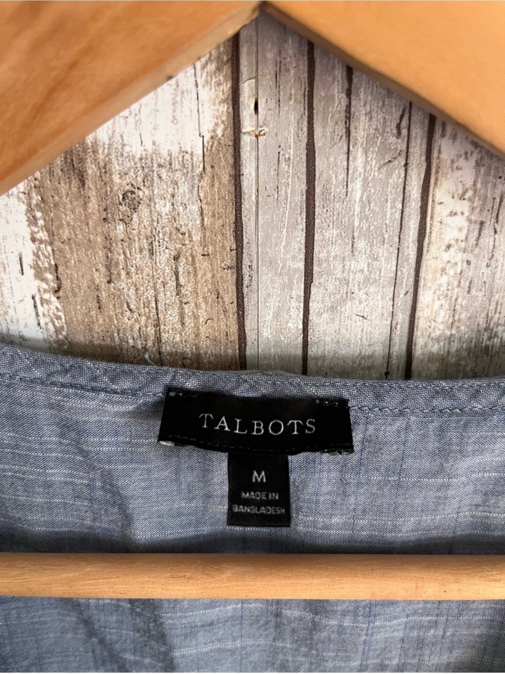 Talbots Blue Cotton Embroidered Lace Hem Ruffle Neck Blouse Medium - Picture 5 of 5
